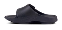 OOFOS Sport Flex slide in matte black, inner profile showing the 20 mm stack height