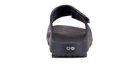 OOFOS Sport Flex slide in matte black, rear view showing the walled, cupped heel