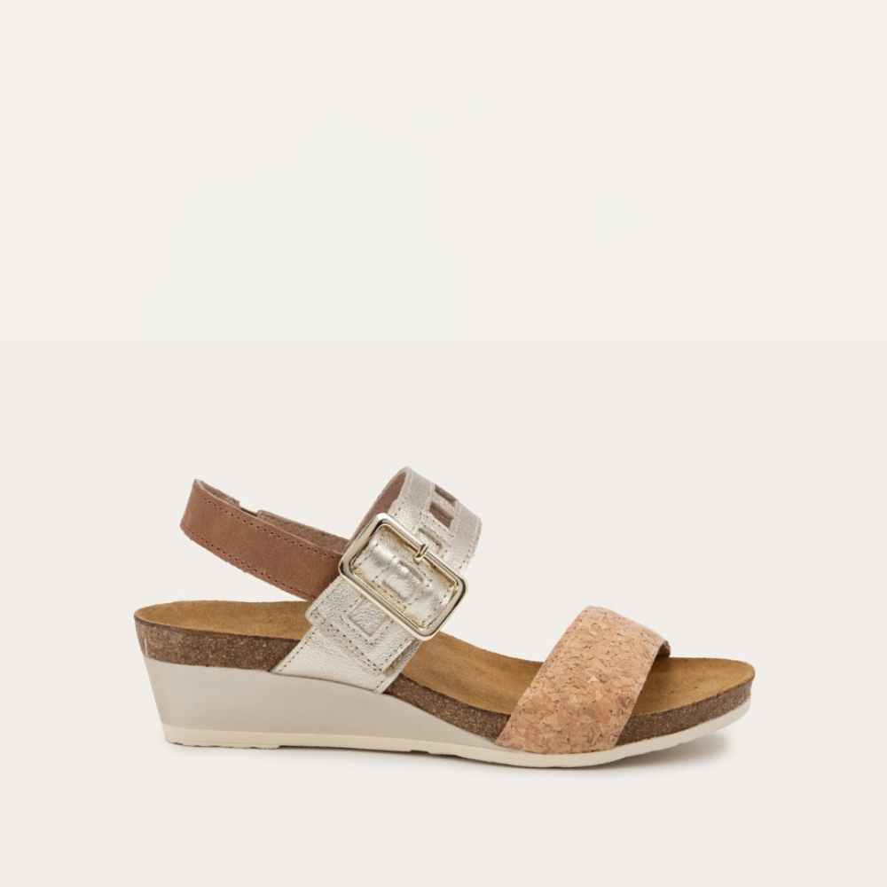 Naot Dynasty - Cork Leather/Radiant Gold Leather/Latte Brown Leather 114