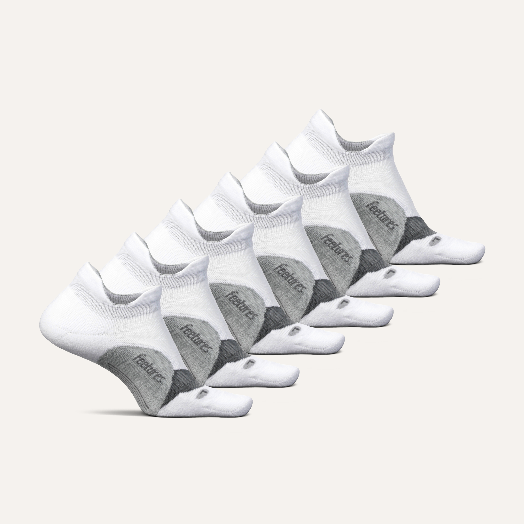 Feetures Elite Light Cushion No Show Tab White 6-Pack 406