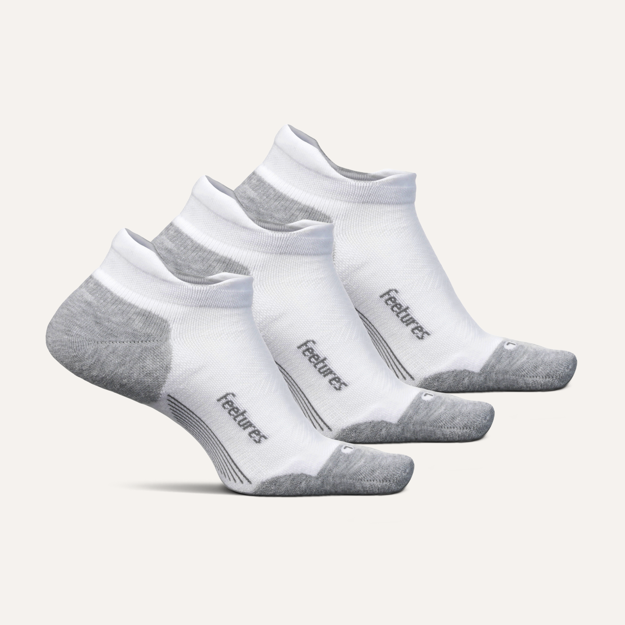 Feetures Elite Max Cushion No Show Tab Solid White 3-Pack 506