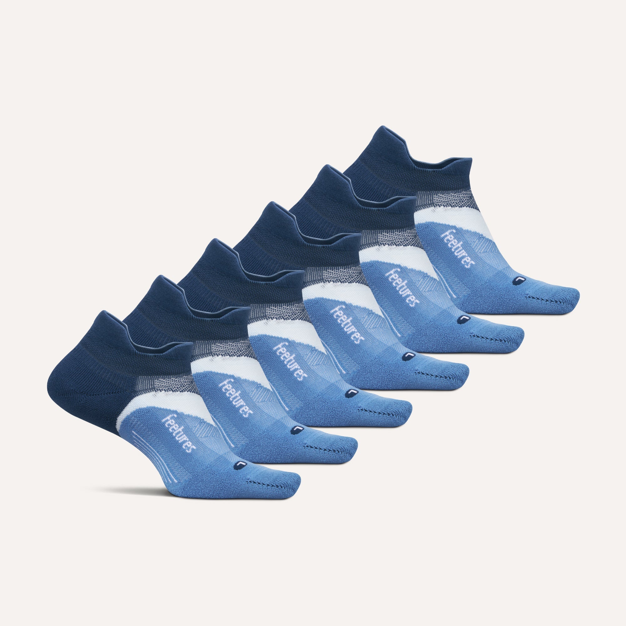 Feetures Elite Light Cushion No Show Tab Blue Wave Mix 6-Pack 404