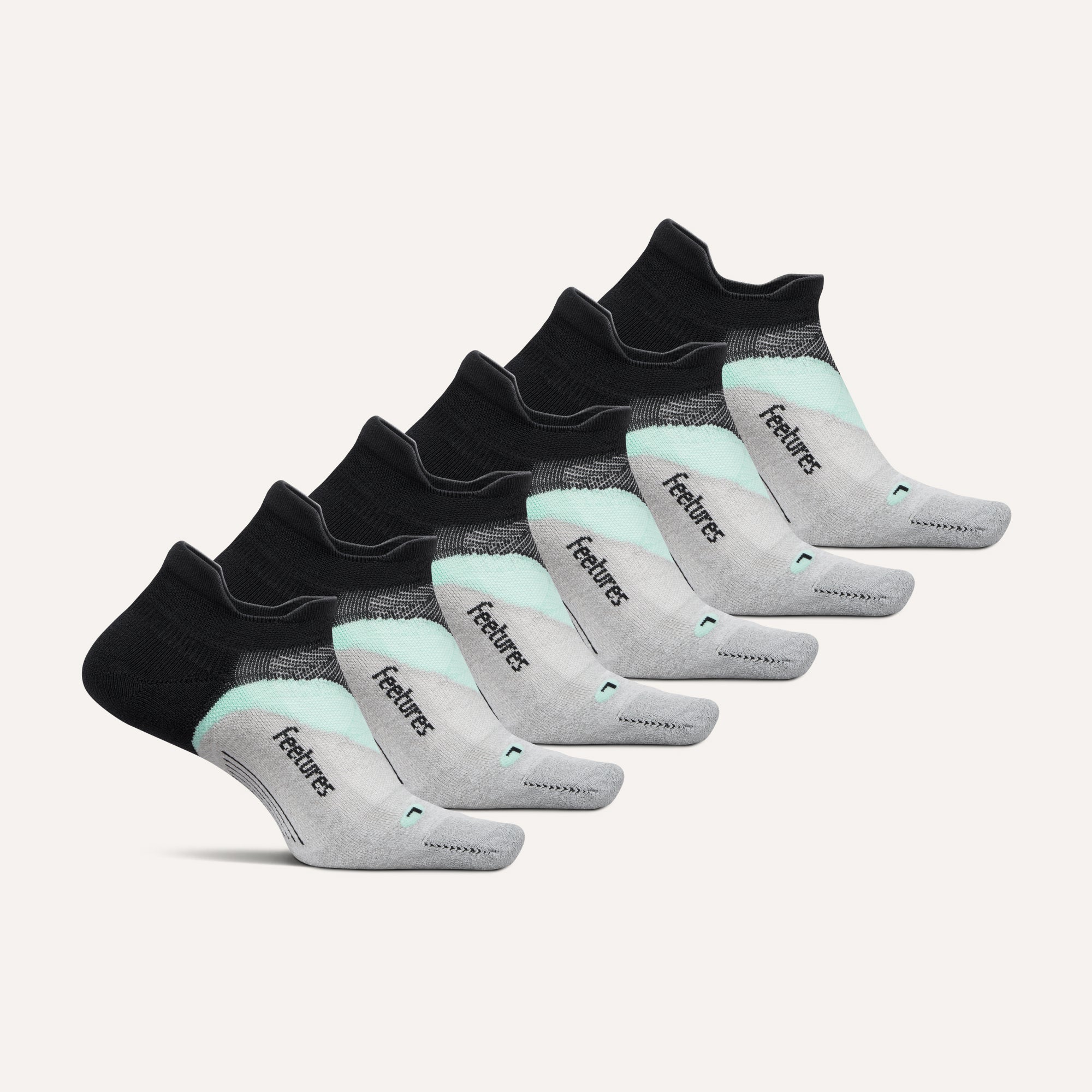 Feetures Elite Light Cushion No Show Tab Mint Chip Mix 6-Pack 405