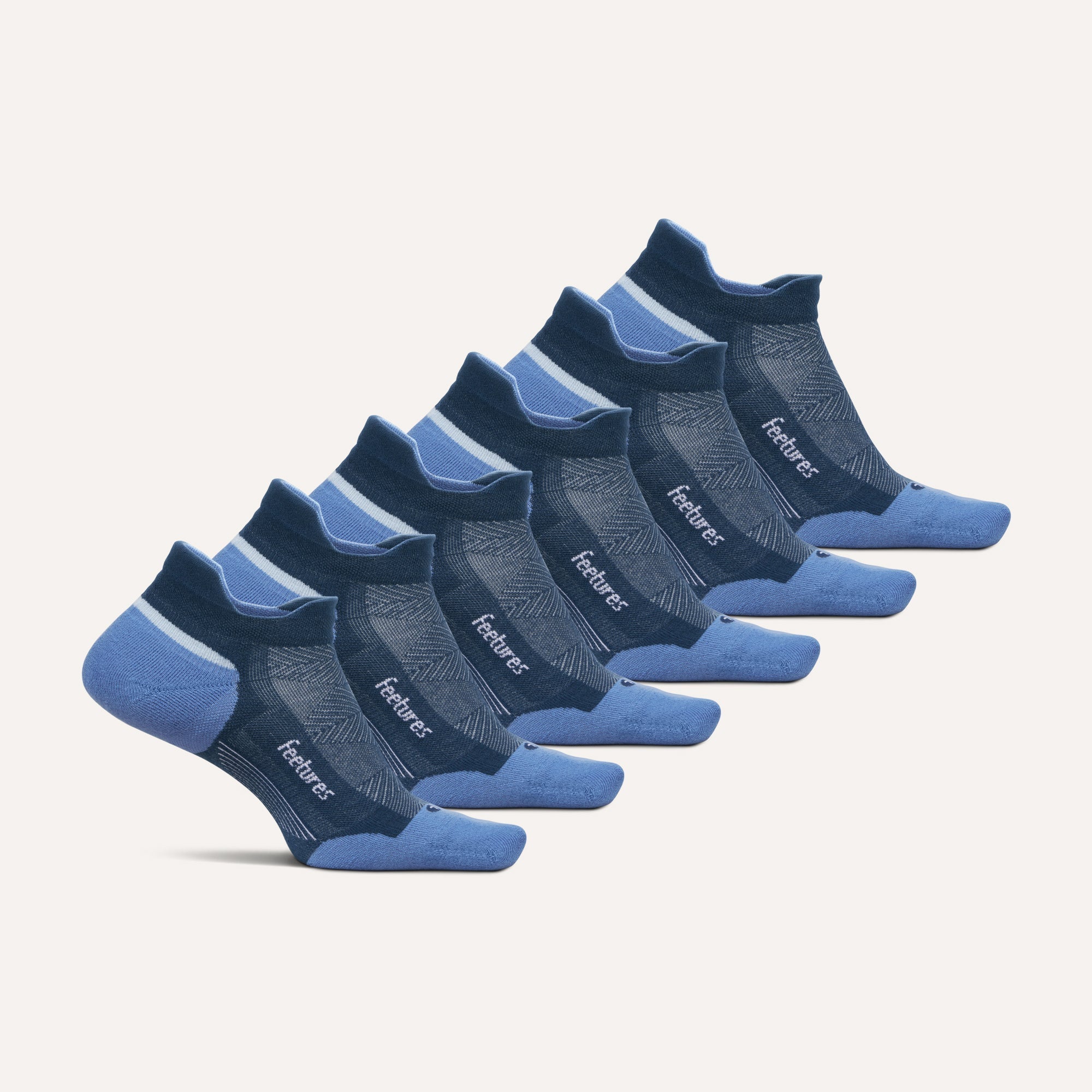 Feetures Elite Max Cushion No Show Tab Blue Wave Mix 6-Pack 601