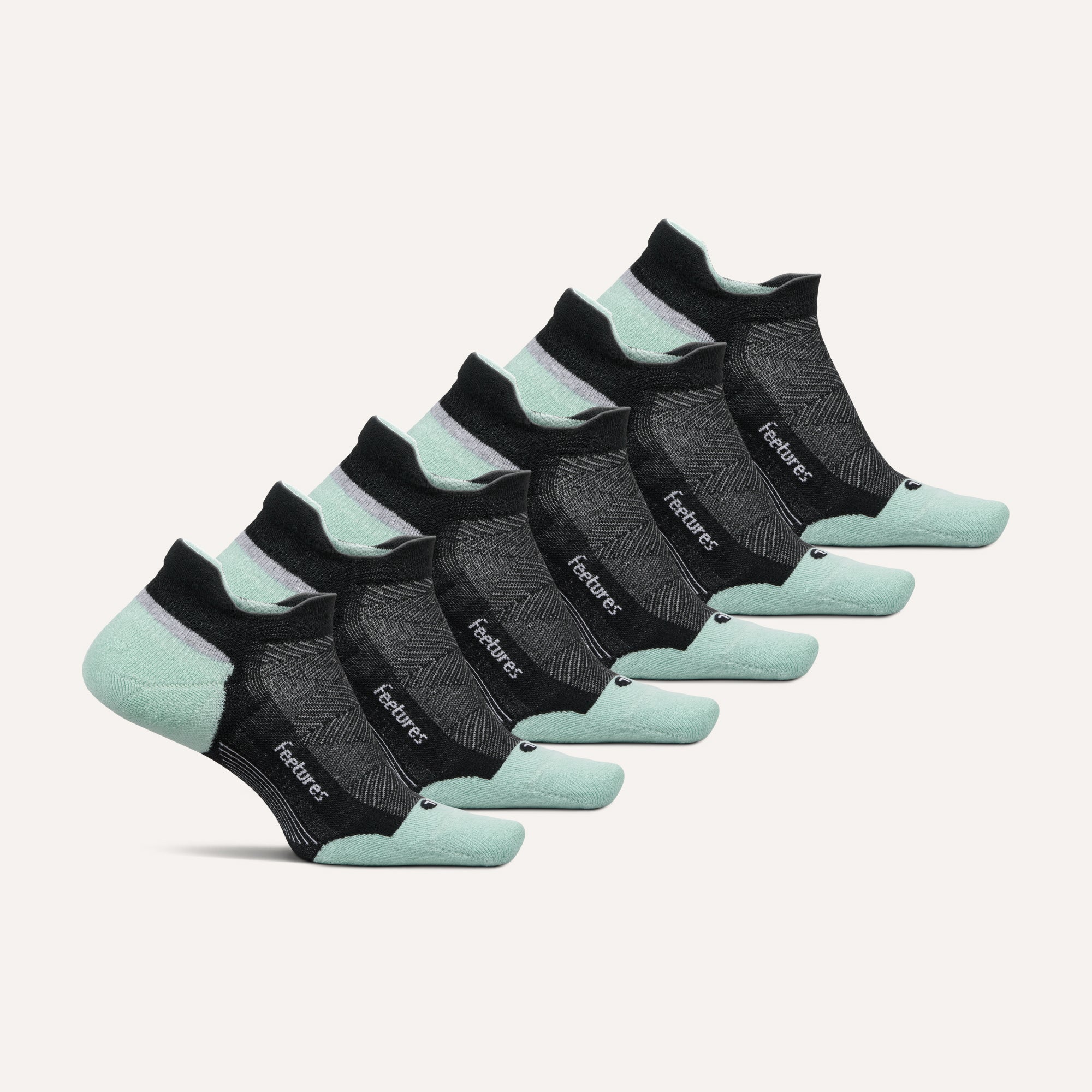 Feetures Elite Max Cushion No Show Tab Mint Chip Mix 6-Pack 602