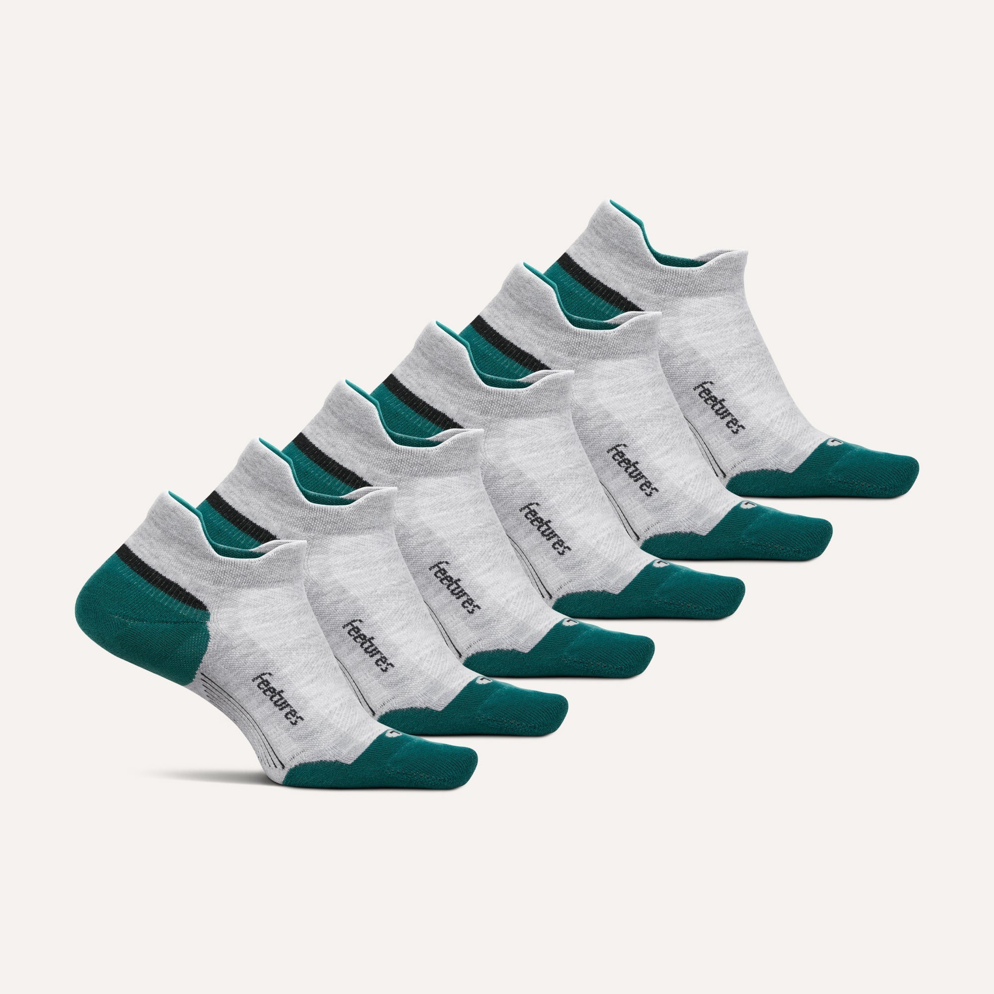 Feetures Elite Max Cushion No Show Tab Stone Ivy Mix 6-Pack 604