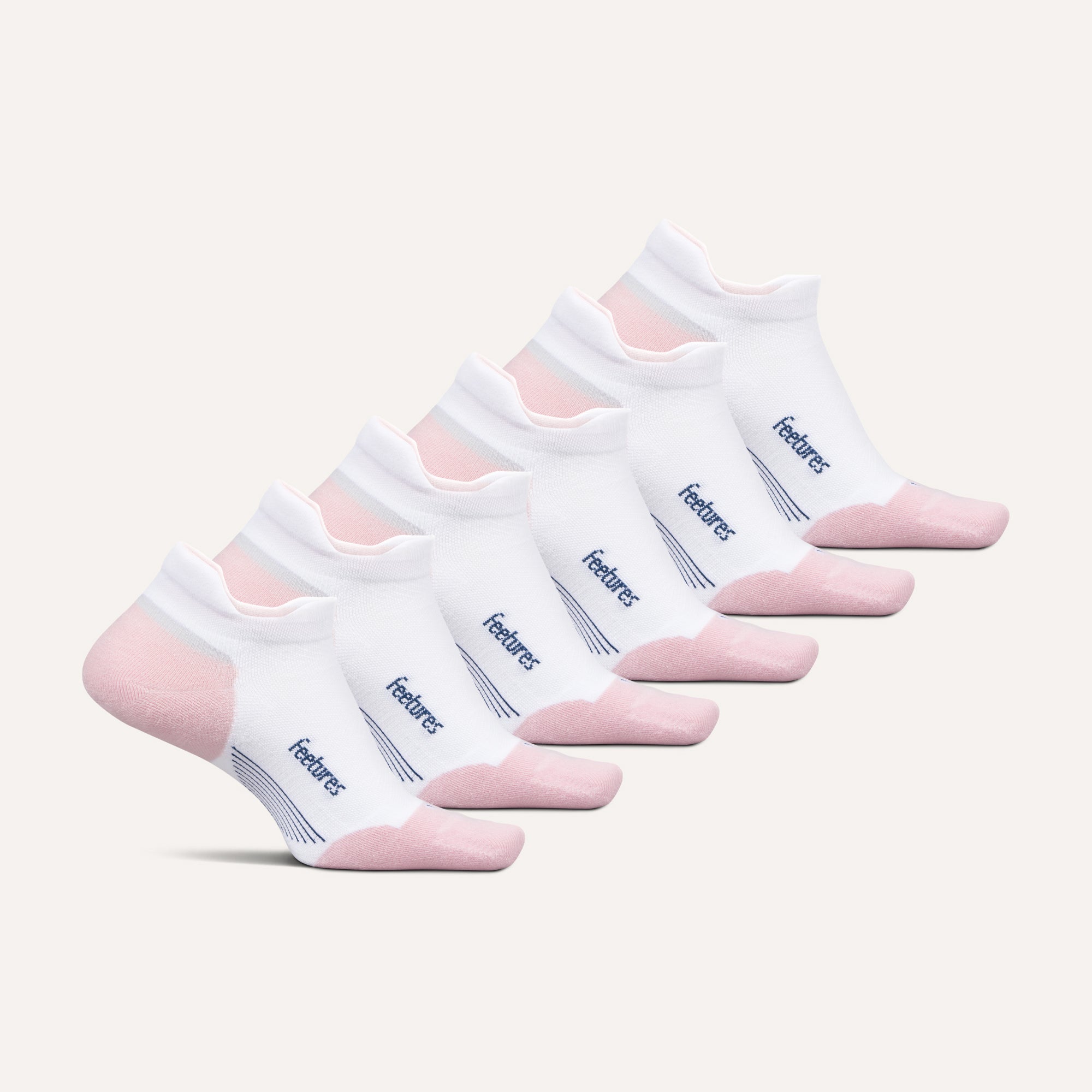 Feetures Elite Max Cushion No Show Tab White Rose Mix 6-Pack 603