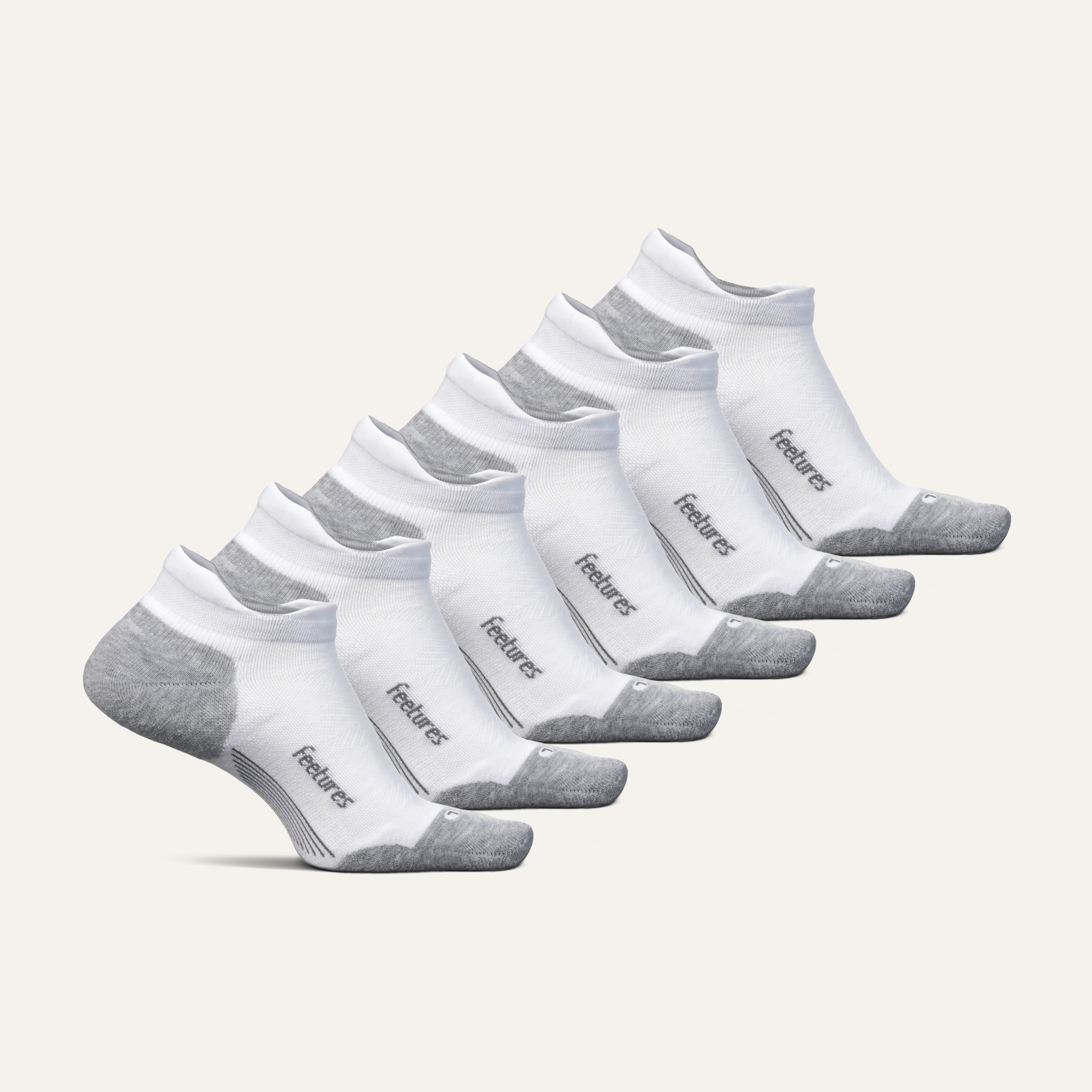 Feetures Elite Max Cushion No Show Tab Solid White 6-Pack 606