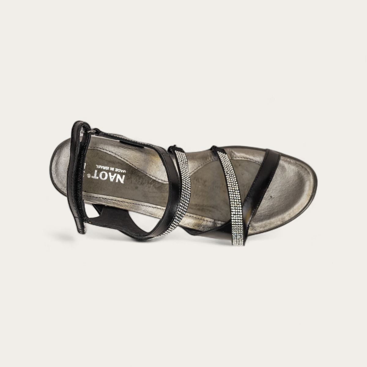 Naot Innovate - Black Madras Lthr/Black w/ Clear Rhinestones 106
