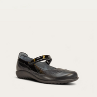 Naot Kirei Wide - Black Leather/Shiny Black Patent 101