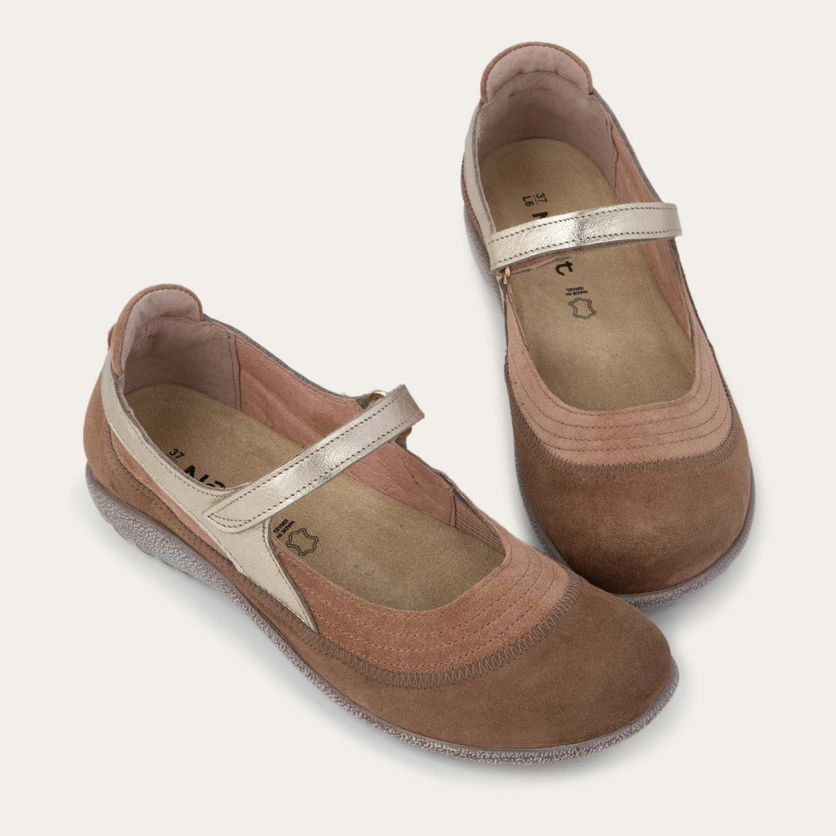 Naot Kirei - Rosewood Suede/Cedar Brown Suede/Radiant Gold Lthr 107