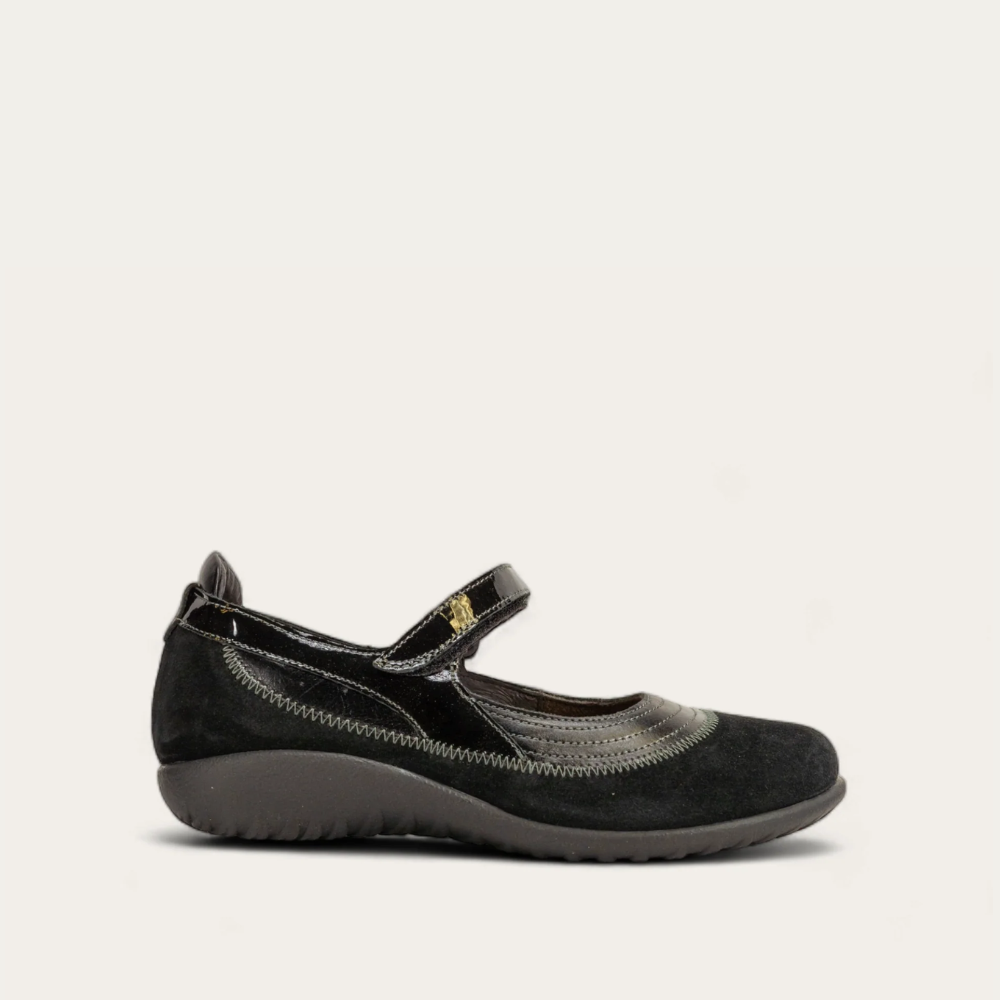 Naot Kirei Wide - Black Leather/Black Suede/Black Patent 103