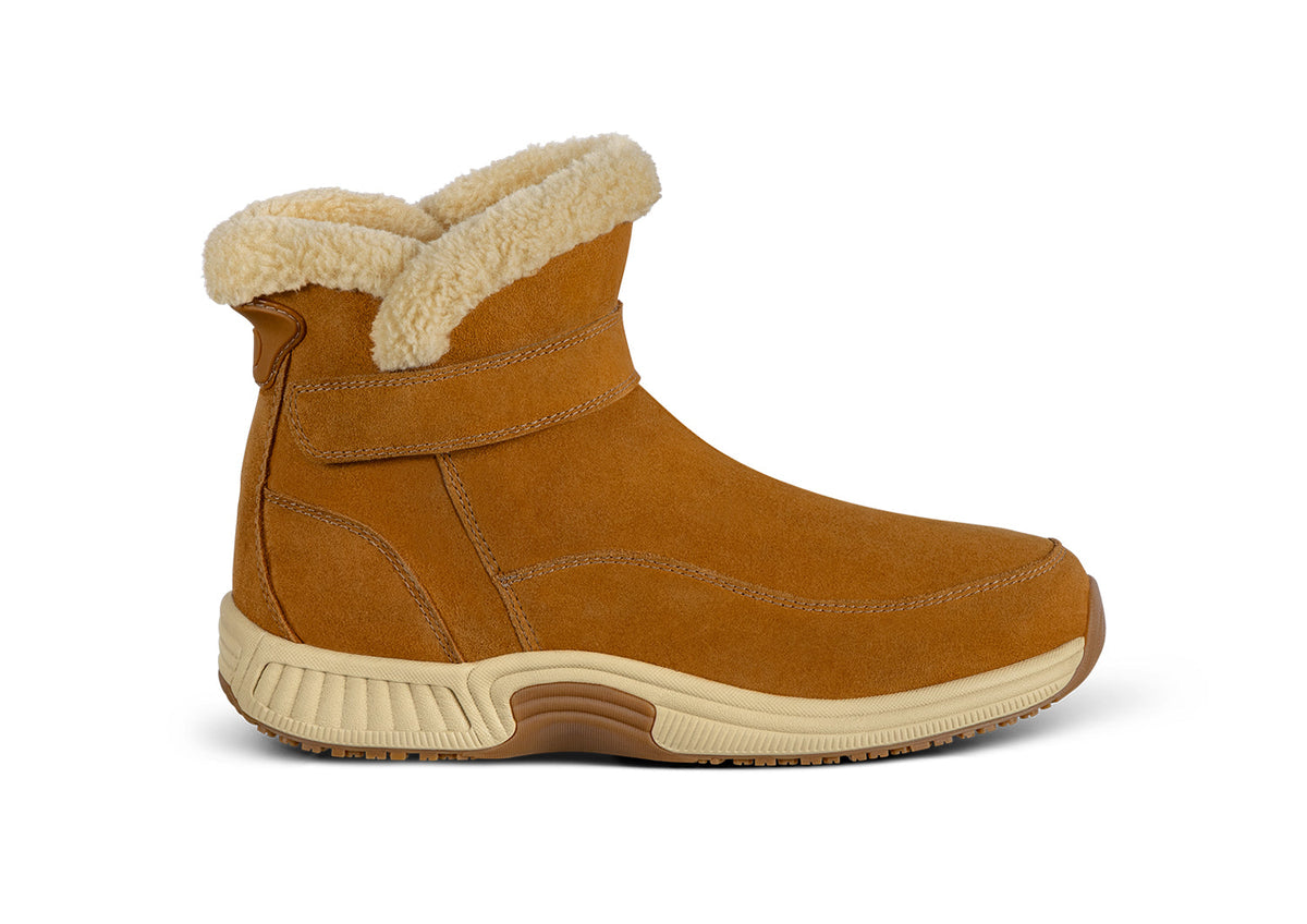 Orthofeet Bliss women's hands-free winter boot in camel