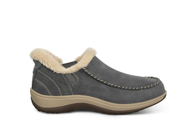 Orthofeet Lorin women's hands-free suede slipper shoe in gray
