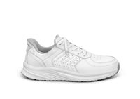 Orthofeet Navigate men's hands-free leather sneaker in white