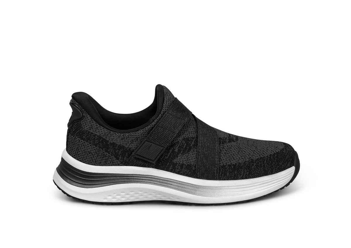 Orthofeet Naya women's hands-free Z-strap sneaker in black