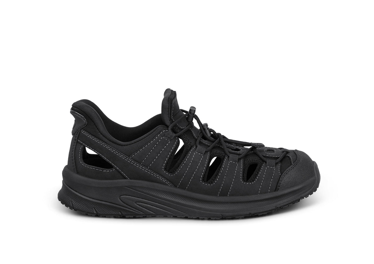 Orthofeet Saturn men's hands-free closed-toe sandal in black