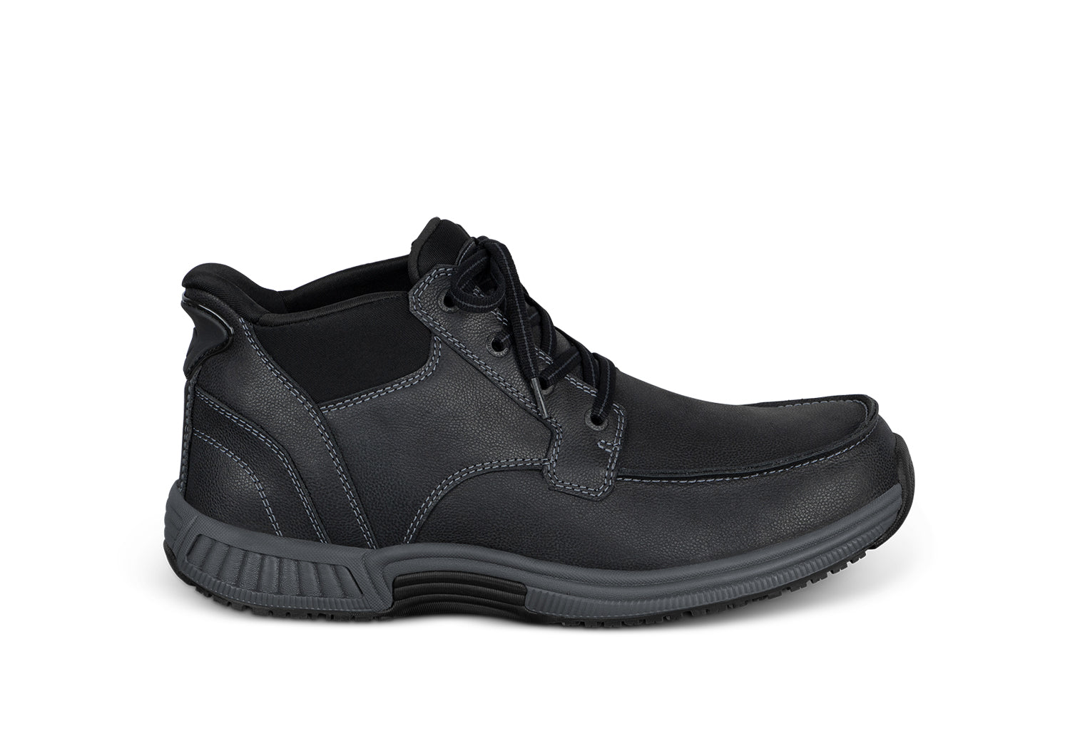 Orthofeet Verno men's hands-free leather boot in black