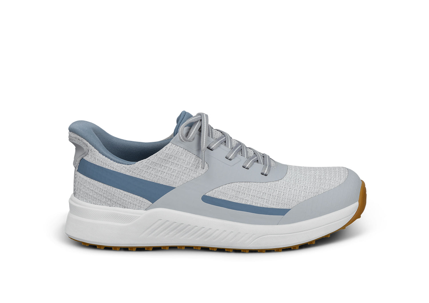 Orthofeet Fairway men's hands-free golf shoe in blue, white and gray