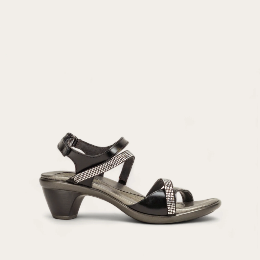 Naot Innovate - Black Madras Lthr/Black w/ Clear Rhinestones 106