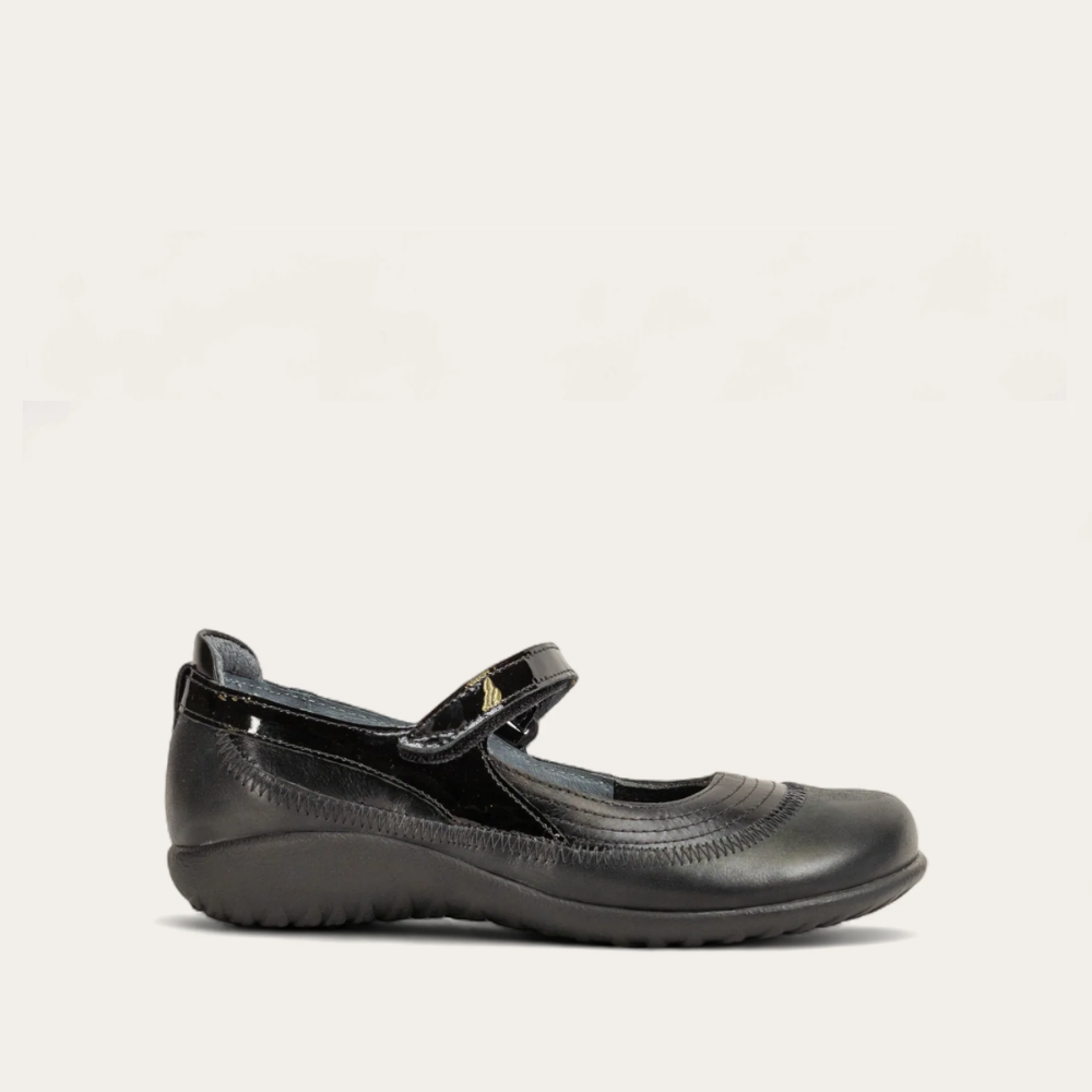 Naot Kirei - Shiny Black Lthr/Black Patent Lthr/Black Madras Lthr 110