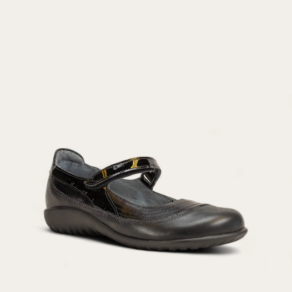Naot Kirei - Shiny Black Lthr/Black Patent Lthr/Black Madras Lthr 110